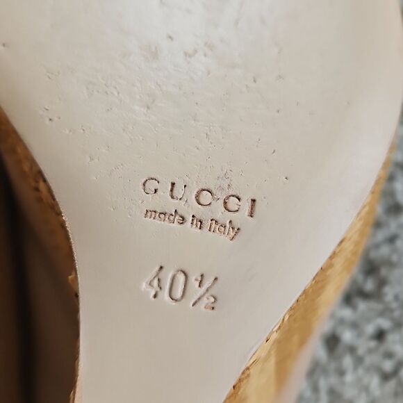 Gucci Beige Peep-Toe Wedges 40.5 - Picture 6 of 10